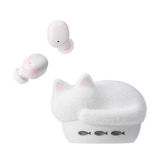 NEKO 完全ワイヤレスイヤホン ふわふわフロッキーver. HP-C28BTF まっしろ Head...
