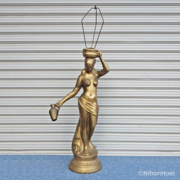 送料無料 ◆ 金属製 アンティーク調 ブロンズ像 壺を持つ女性 【A】 ◆ 直径215×高さ990ｍ...