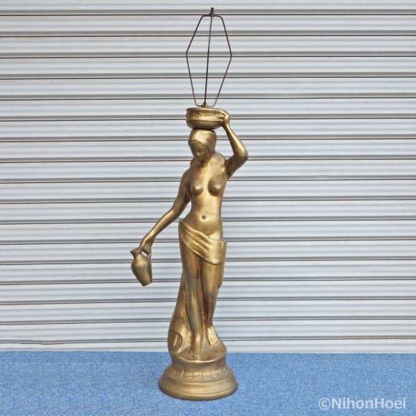 送料無料 ◆ 金属製 アンティーク調 ブロンズ像 壺を持つ女性 【B】 ◆ 直径215×高さ990ｍ...