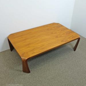 天童木工 曲げ木モダン座卓テーブル 乾 三郎 ケヤキ天然杢（濃いケヤキ