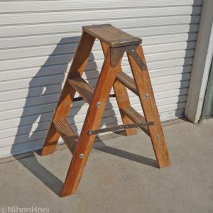 レトロ 木製 脚立 ◇ 幅503×奥行200×高さ1513mm ラダー はしご