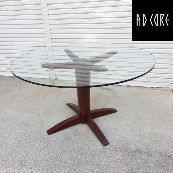 ADCORE ラウンドテーブル ◆ 直径1200×高さ690mm イタリア モダン ガラス 天然木 ...