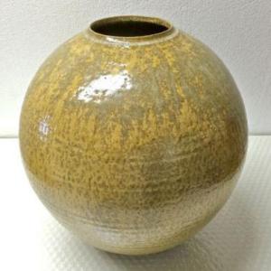 送料無料 ◇ 工芸品 陶磁器 飯能焼 虎沢英雄 直径260×高さ260mm 花入