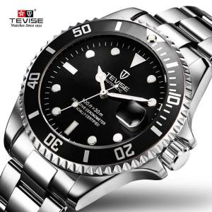 TEVISE ダイバーウォッチ 海外ブランド ブラック 腕時計 自動巻き 機械式腕時計