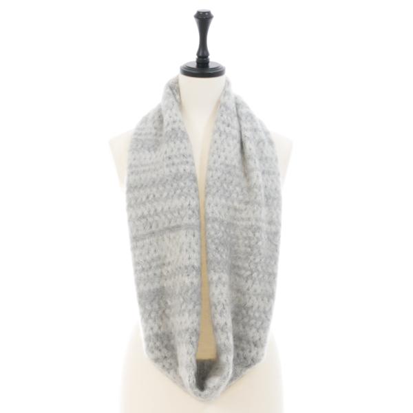 訳あり：カシミヤ100% ファー加工 透かし編みスヌード 1点限り