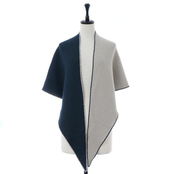 訳あり：カシミヤ50%　シルク50% レクタングル リバーシブルストール