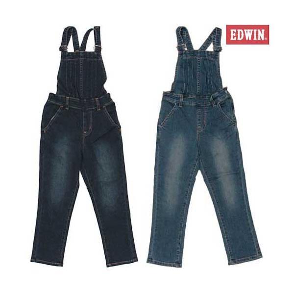 EDWIN エドウィン ガールズ サロペット (ストレッチ入り) 130-160ｃｍ 26濃色ブルー...