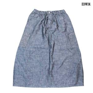 期間限定 10%OFF　EDWIN　エドウイン　EDWIN LADIES  デニム イージーバルーンスカート　カラー：インディゴブルー(00)　レディース(大人)　ELE90-00