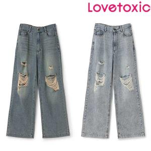 SALE 30％OFF　ラブトキシック　lovetoxic　【LTXC/接触冷感】ダメージデニムワイドパンツ　140-160cm　2026-06　ガールズ デニムパンツ　7761123