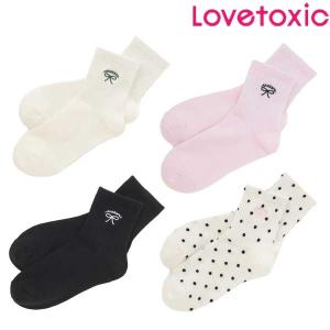 ラブトキシック　lovetoxic　アソートリボン刺しゅうクルーソックス　20-25cm　2026-8　8363528