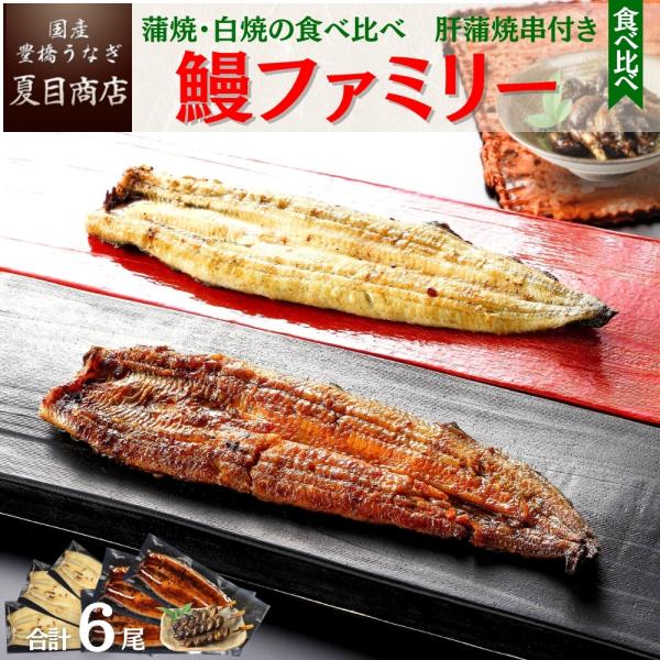 うなぎ  蒲焼き 白焼き 国産 鰻ファミリー 特々大・大・中 各1尾 肝蒲焼串3本 約8人前 ウナギ...