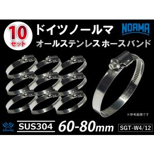 高品質 ホースバンド【10個セット】 オールステンレス SUS304 ドイツ ノールマ W4/12 60-80mm 幅12mm 汎用品｜toyoking