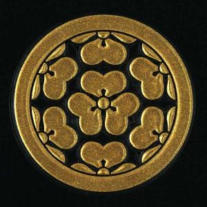 戦国武将 家紋 蒔絵シール 「長宗我部元親 七つ片喰」 金