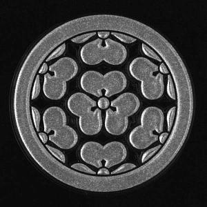 戦国武将 家紋 蒔絵シール 「長宗我部元親 七つ片喰」 銀