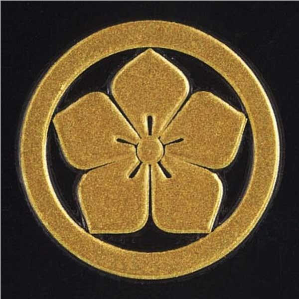 家紋 蒔絵シール 家紋ステッカー 「 丸に桔梗 」 金 30mm