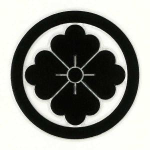 家紋ステッカー 蒔絵シール 「 丸に四方花菱 」 黒