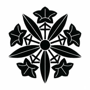 家紋 蒔絵シール 家紋ステッカー 「久我竜胆」 黒