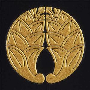 家紋 蒔絵シール 家紋ステッカー 「 丸に抱き柏 」 金 30mm : TOYO