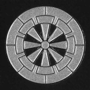 家紋 蒔絵シール 家紋ステッカー 「 源氏車 」 銀 30mm
