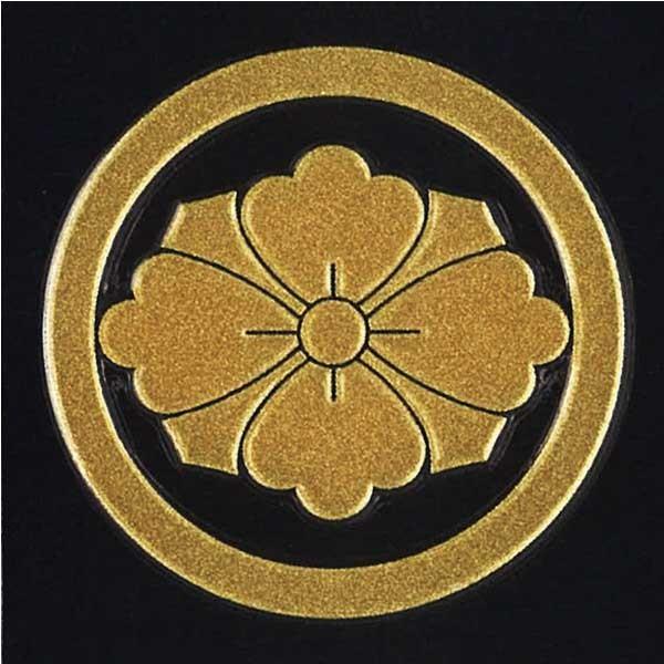 家紋 蒔絵シール 家紋ステッカー 「 丸に剣花菱 」 金 30mm 幕末 勝海舟