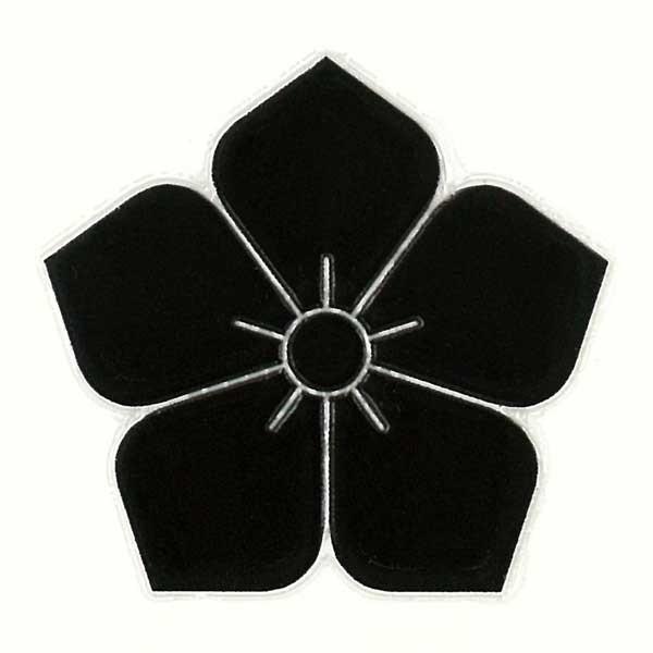 家紋ステッカー 蒔絵シール 「 桔梗 」 黒