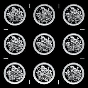 家紋 蒔絵シール 家紋ステッカー 「 向かい鶴 」 金 24mm 4個付 : TOYO