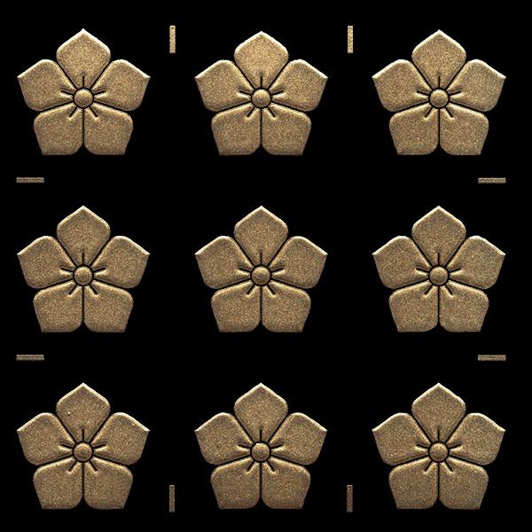 家紋 蒔絵シール 家紋ステッカー 「桔梗」 金 15mm 9個付