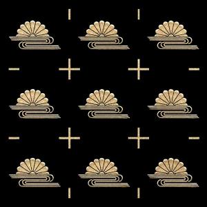 試作品 家紋 蒔絵シール 家紋ステッカー 「菊水」 金