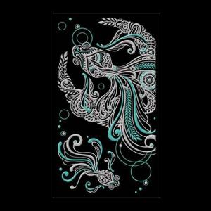 蒔絵シール 「MEHENDI （ヘナ タトゥーステッカー） 金魚と月 シルバー」 ステッカー iPhone デコレーション