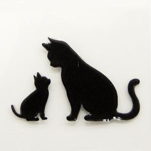 猫　蒔絵シール　love cat 　「キャットE 黒」