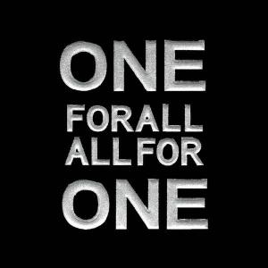 文字 蒔絵シール MOJI 「ONE FOR ALL ALL FOR ONE 銀」｜toyolabo