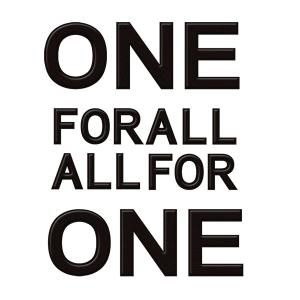 文字 蒔絵シール MOJI 「ONE FOR ALL ALL FOR ONE 黒」｜toyolabo