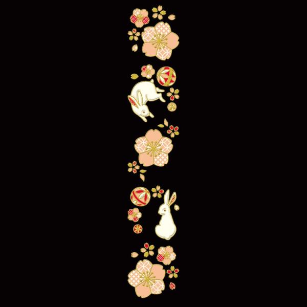 蒔絵シール 「願いのつるし飾り【跳】」ステッカー 兎 桜 毬 縁起物