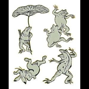 蒔絵シール 「日本の意匠　鳥獣戯画」ステッカー 鳥獣人物戯画 絵巻物 浮世絵 絵画