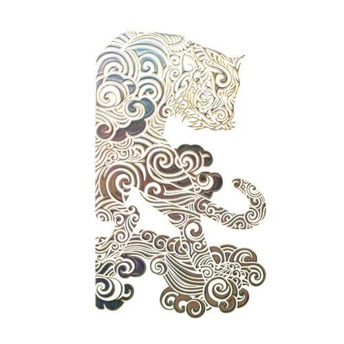 蒔絵シール 「SMAPHO TRIBE　スマホ トライブ　虎／銀」 ステッカー iPhone デコレ...