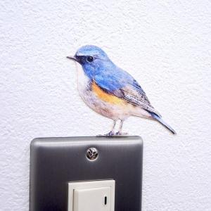 鳥 ウォールステッカー「BIRD L IFE Color バードライフ カラー （ルリビタキ）」スイッチ ステッカー