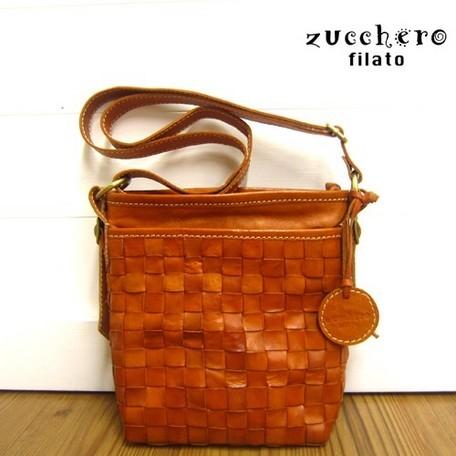 サライ zucchero filato ランキング受賞 カウレザーメッシュショルダーバッグ ナチュラ...