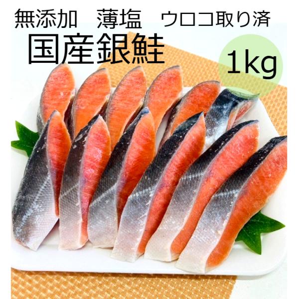 国産薄塩銀鮭切り身１ｋｇ 国産 無添加 切り身 切身 さけ しゃけ シャケ 鮭 銀鮭