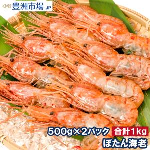 ぼたん海老 ボタン海老 1kg 業務用 500g×2パック Ｌサイズ お刺身用 ボタンえび(BBQ バーベキュー)｜toyosushijou