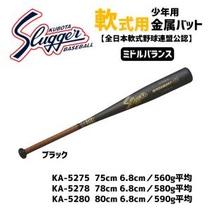 野球　バット　久保田スラッガー　少年用軟式金属バット　ブラック　ミドルバランス　
