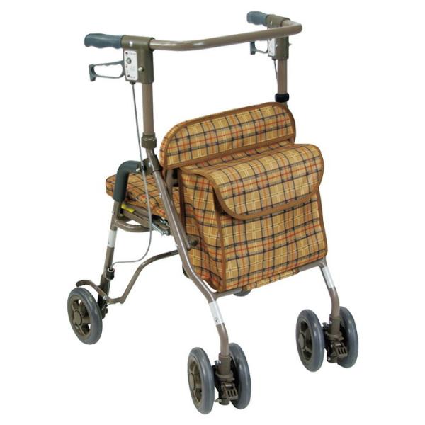 島製作所 シンフォニーSP CLブラウン 歩行車 杖立て付 歩行器 高齢者 老人 介護用