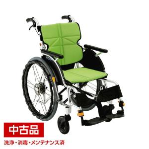 中古】日進医療器 NAH-U1 介助用 車いす 座幅42 インディゴ 介助