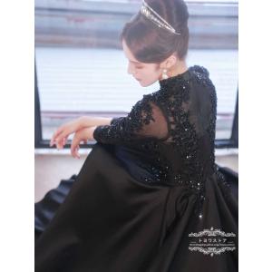 演奏会ドレス 黒 カラードレス 黒 ロングドレ...の詳細画像5