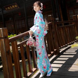 浴衣単品 女性 ゆかた レディース 浴衣 2022 浴衣 ブルー 青 水色 20代 30代 イベント 花柄 桜 お盆踊り お盆 行事 作り帯 結び帯  着物 女の子 可愛い 出かけ