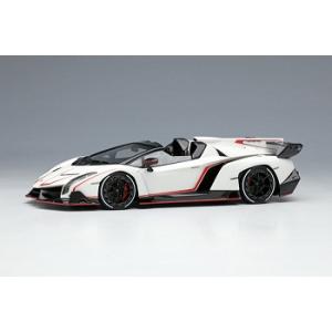 メイクアップ EIDOLON 1/43 ランボルギーニ Veneno Roadster 2015 マットホワイト/レッドストライプ EM451B｜toys-koguma