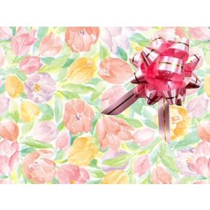 フラワー柄包装紙 ピンクリボン ラッピング