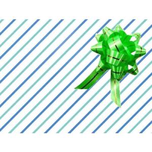 ストライプ包装紙 グリーンリボン ラッピング