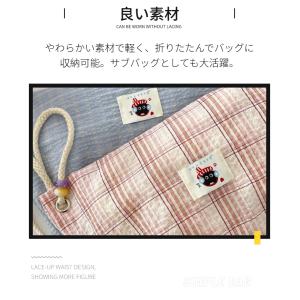巾着バッグ チェック柄 ナップサック 帆布 大...の詳細画像3