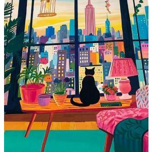 【ファブリックポスター】黒猫ニューヨーク キャ...の詳細画像1
