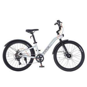 24インチ 身長140cm〜168cm 子供用自転車 エボルバスポーツ マットメタリックシルバー 9歳 10歳 11歳 シンプル スタイリッシュ 軽量